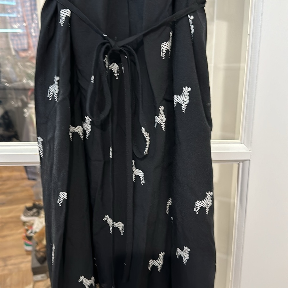 Loft Zebra Patterned Split Neck Mini Dress Size S… - image 3